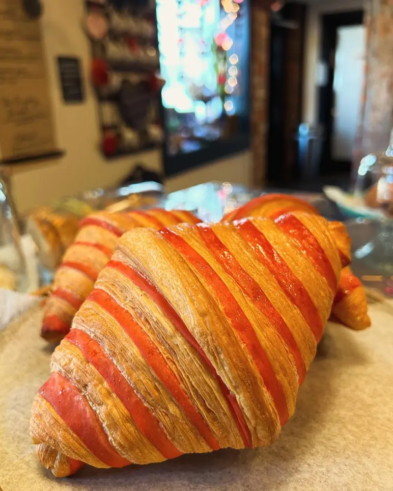 A striped bi-color croissant