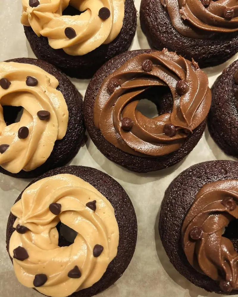 Paleo Primal donuts with chocolate and caramel icing