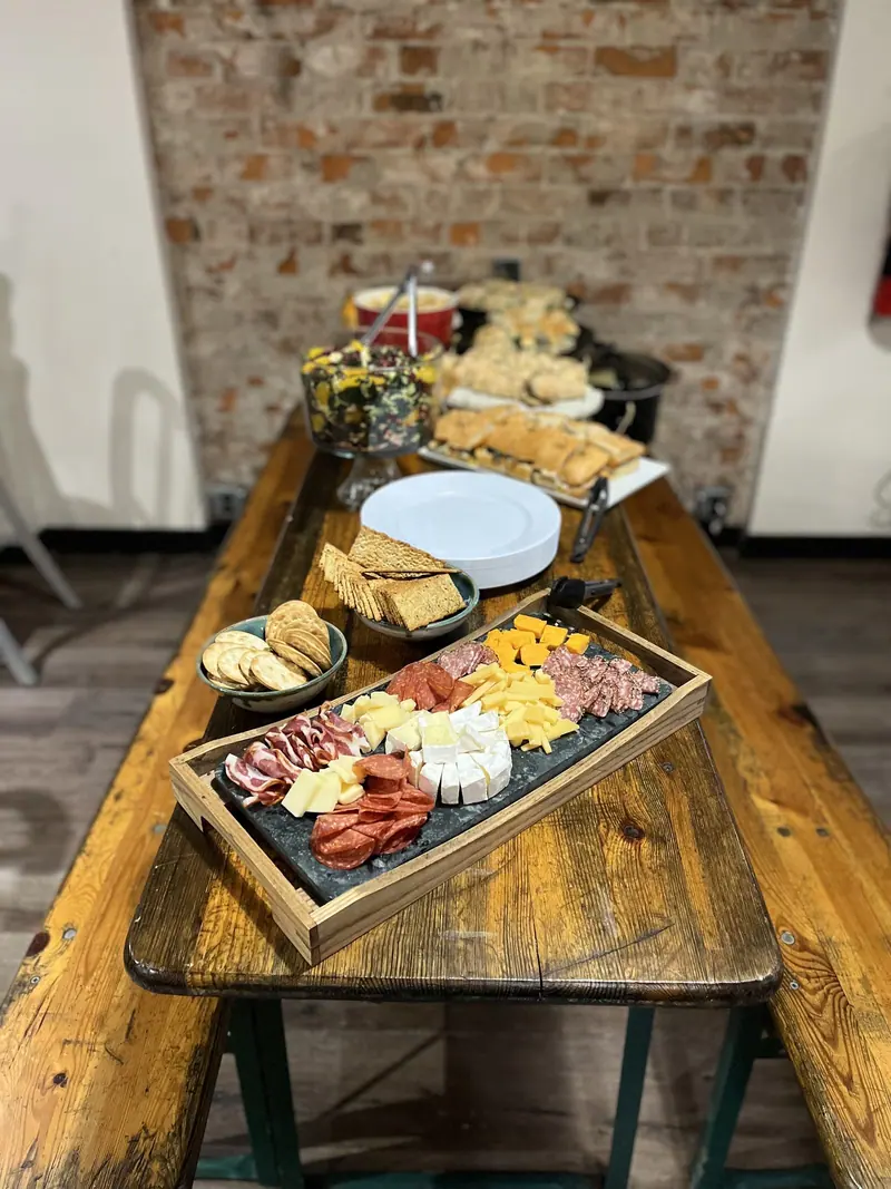 The farm table set for an event