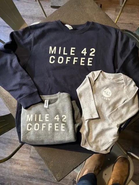 Mile 42 Coffee crewneck sweatshirts